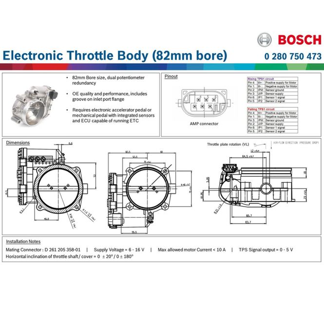 Hovedbilde Bosch Motorsport Gasspjeld 82mm
